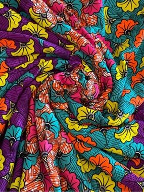 Vibrant Floral Multicolor Bold Print Stretchy Fabric